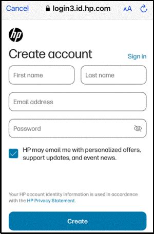 sign into instart - HP account .
